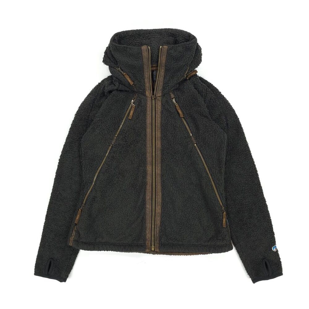 KUHL Flight Jacket Brown Fleece Hoodie Full Zip Gorpcore Athleisure Boho Sporty